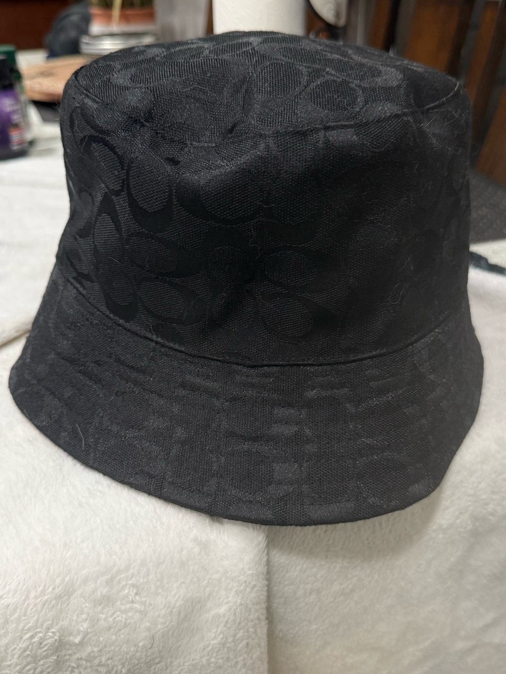Coach Black Signature Jacquard Bucket Hat